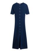 Rayon Rib F&F Midi Dress Navy Tommy Hilfiger