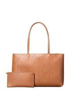 Emblem Aop Perfor Lthr Tote Brown Calvin Klein