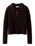 Nkfnia Ls Loose Polo Knit Lnoos Brown Name It