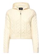 Knit Cable Zip Cardigan Cream ROTATE