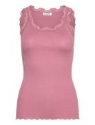 Rwbabette Silk Sl U-Neck Long Lace Pink Rosemunde