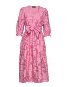 Slfsadie 3/4 Midi Dress B Pink Selected