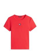 Tjw Slim Badge Rib Tee Red Tommy Jeans