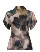 Otilia Draped Half Polo Top Patterned Malina