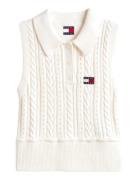 Tjw Gmd Cable Polo Sweater Cream Tommy Jeans