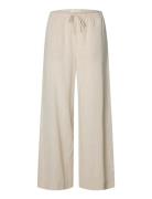 Slfluisa Mw Wide Linen Blend Pant Noos Beige Selected