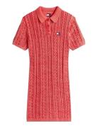 Tjw Gmd Cable Sweater Polo Dress Red Tommy Jeans