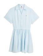 Ess Linen Short Ss Dress Blue Tommy Hilfiger