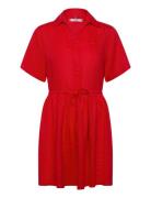 Ess Linen Short Ss Dress Red Tommy Hilfiger