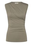 Rwbillie Sl Drape Top Khaki Rosemunde