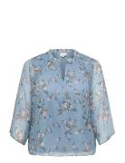 Carsigrid L/S V-Neck Top Aop Blue ONLY Carmakoma