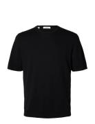 Slmtorino Ss Knit Crew Neck Noos Black Selected