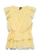 Vmsabrina Ss Flounce Top Wvn Exp Yellow Vero Moda