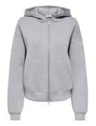Onlnaomi L/S Two-Way Zip Hoodie Swt Noos Grey ONLY