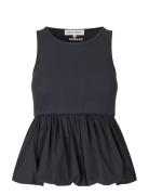 Rib / Light Cotton, Sleeveless Balloon Top Black STINE GOYA