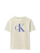 Ck Mono Logo Ss T-Shirt Beige Calvin Klein