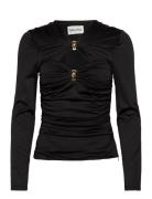Amela Embellished Long Sleeve Jersey Top Black Malina