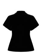 Otilia Draped Half Polo Velvet Top Black Malina