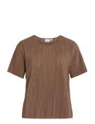 Viplisa O-Neck S/S Top - Noos Brown Vila