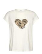 Rwnatali Print Capsleeve T-Shirt Cream Rosemunde