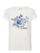 Rwnatali Print Capsleeve T-Shirt White Rosemunde