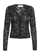 Rwdelicia Lace Ls Cardigan Black Rosemunde
