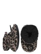 Leopard Textile Slippers Black Melton