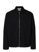 Slhrlxdavid Mix Zip Overshirt Black Selected