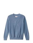 Quilted Monogram Sweater Blue Calvin Klein