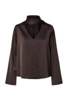 Yaspella Ls Scarf Top S. - D2D Brown YAS