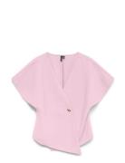 Vmsmilla Sonja Ss V-Neck Top Exp Pink Vero Moda