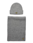 Brushed Scarf And Beanie Set Grey Lyle & Scott