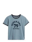 Beach Graphic Fitted Ringer T Blue Superdry