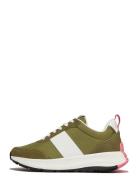 F-Mode Flow Fabric/Suede/Leather Flatform Sneakers Khaki FitFlop