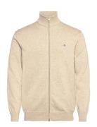 Casual Cotton Zip Cardigan Beige GANT