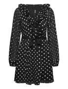 Chiffon Ruffle Mini Dress Black ROTATE