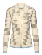 Frida Striped Knitted Cardigan Cream Malina