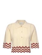 Josefin Scallop Knitted Cropped Top Cream Malina