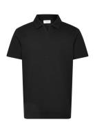 Waffle Polo Split Neck Black Lindbergh