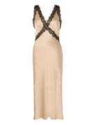 Shea Lace Detailed Satin Midi Dress Cream Malina
