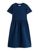 Mix Media Dress Ss Navy Tommy Hilfiger