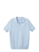 Structured Fine-Knit Polo Shirt Blue Mango