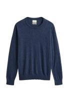 Slub Cotton Linen C-Neck Navy GANT