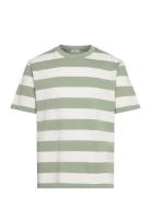 Striped Over D O-Neck Tee S/S Green Lindbergh