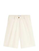 Washed Cotton Pleated Short Cream Tommy Hilfiger