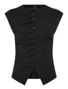 Vmrosa Sl Button Detail Top Jrs Exp Sb4 Black Vero Moda