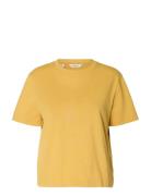 Slwessential Ss Boxy Tee Noos Yellow Selected