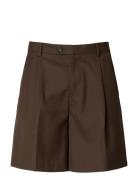 Slhloose-Otto Leo Wool Blnd Shorts Brown Selected