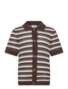 Chrochet Cardigan S/S Brown Lindbergh