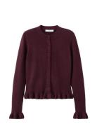 Ruffle Knit Cardigan Burgundy Mango